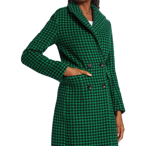 Ena Pelly x RJ ◡̈ Green + Navy Plaid Wool Tailored Houndstooth Coat NWT US2 - Picture 12 of 15